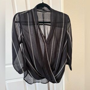 Dynamite black blouse with white stripes